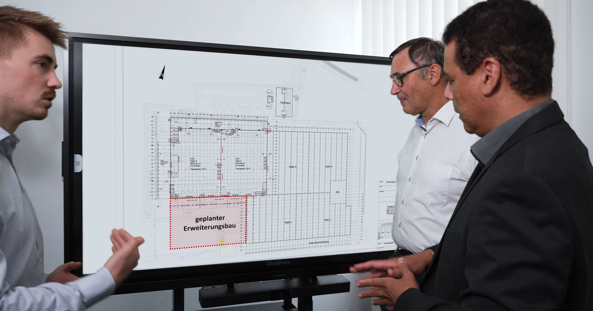 Lagerplanung am Bildschirm: Layout mit geplantem Erweiterungsbau